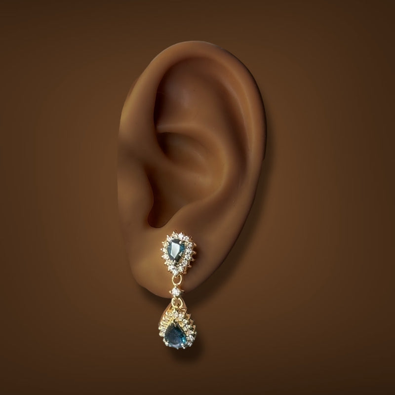 Estate 14K Y Gold 2.52ctw Sapphire & 0.50ctw Diamond Drop Earrings
