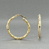 Estate 14K Y Gold 23.67mm Faceted Hoop Earrings