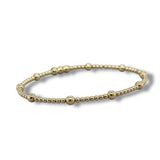 14K Y Gold 2mm Beaded Bangle Bracelet with Lock Clasp