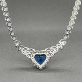 Estate SS CZ Blue Heart Halo Necklace