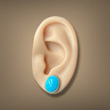 Estate 18K Y Gold Turquoise Stud Earrings