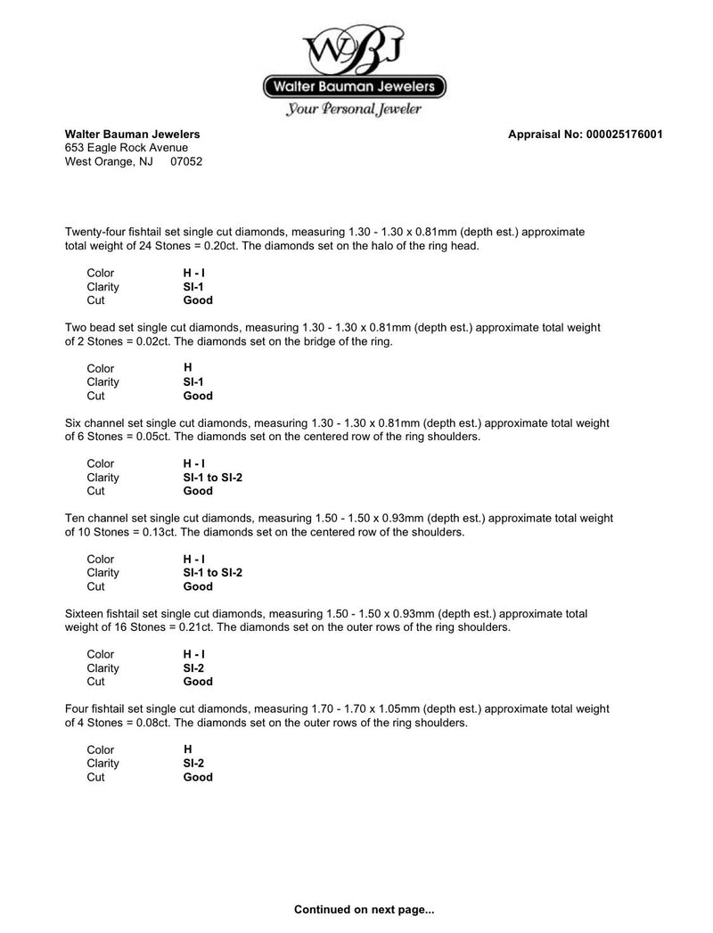 Estate 14K W Gold 1.28ctw Diamond Cluster Eng. Ring