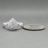 Estate 14K W Gold 0.98ctw Diamond Pear Cluster Ring