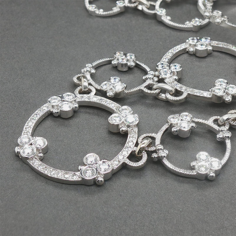 Estate Judith Ripka 18K W Gold 5.80ctw Diamond Garland Circle Necklace