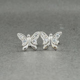 Estate 14K W Gold CZ Butterfly Stud Earrings