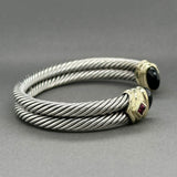Estate David Yurman SS 14 7.08ctw Onyx Double Cable Cuff Bracelet