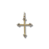 14K Y Gold 0.10ctw G/I1 Rope Cross with Diamond Tips