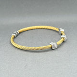 Estate Charriol 18K W Gold Steel 0.12ctw Diamond Bangle Bracelet