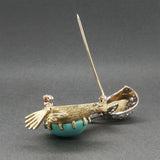 Estate 18K TT Gold 10.02ctw Turquoise, Sapphire & Diamond Duck Pin