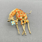 Estate 14K Y Gold Enamel Giraffe Pin