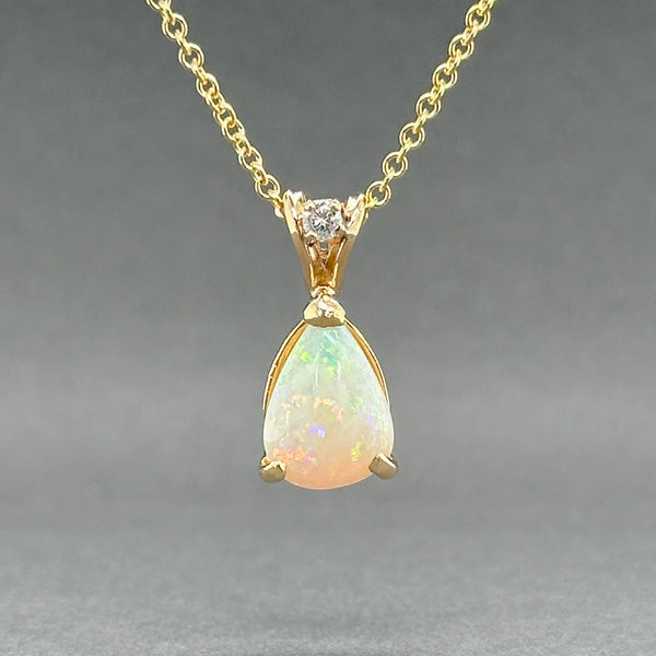 Estate 14K Y Gold 2.46ct Opal & 0.05ct H-I/SI2 Diamond Pendant