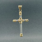 Estate 18K Y Gold & Steel 41.2mm Cross Pendant
