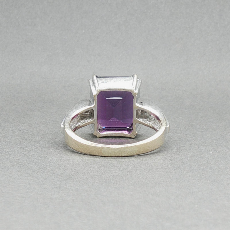 Estate 18K W Gold 5.49ct Amethyst & 0.04ctw Diamond Cocktail Ring