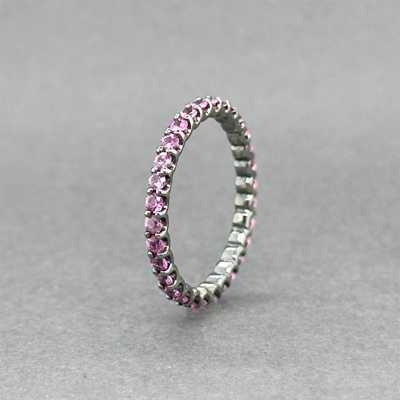 Anillo de eternidad con zafiro rosa de 1,0 quilates chapado en RDM negro en oro de 14 quilates Estate