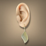 Estate 18K Y Gold Ribbed Dangle Earrings