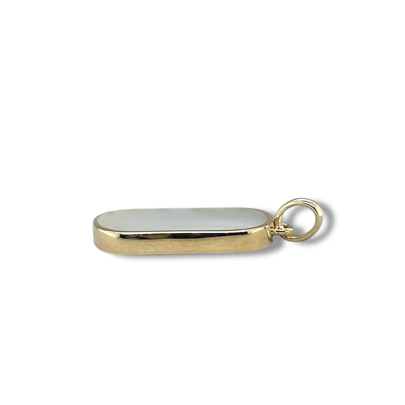 14K Y Gold Oval Bezel Set MOP Pendant