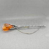 Estate SS Amber XL Stick Pin