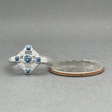 Estate 14K W Gold Art Deco 0.47ctw Sapphire & 0.06ctw Diamond Ring