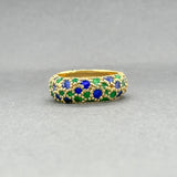 Estate 18K Y Gold Blue & Green Enamel Ring