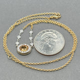 Estate 14K TT Gold 0.70ct Citrine & 0.28ctw Diamond Halo Necklace