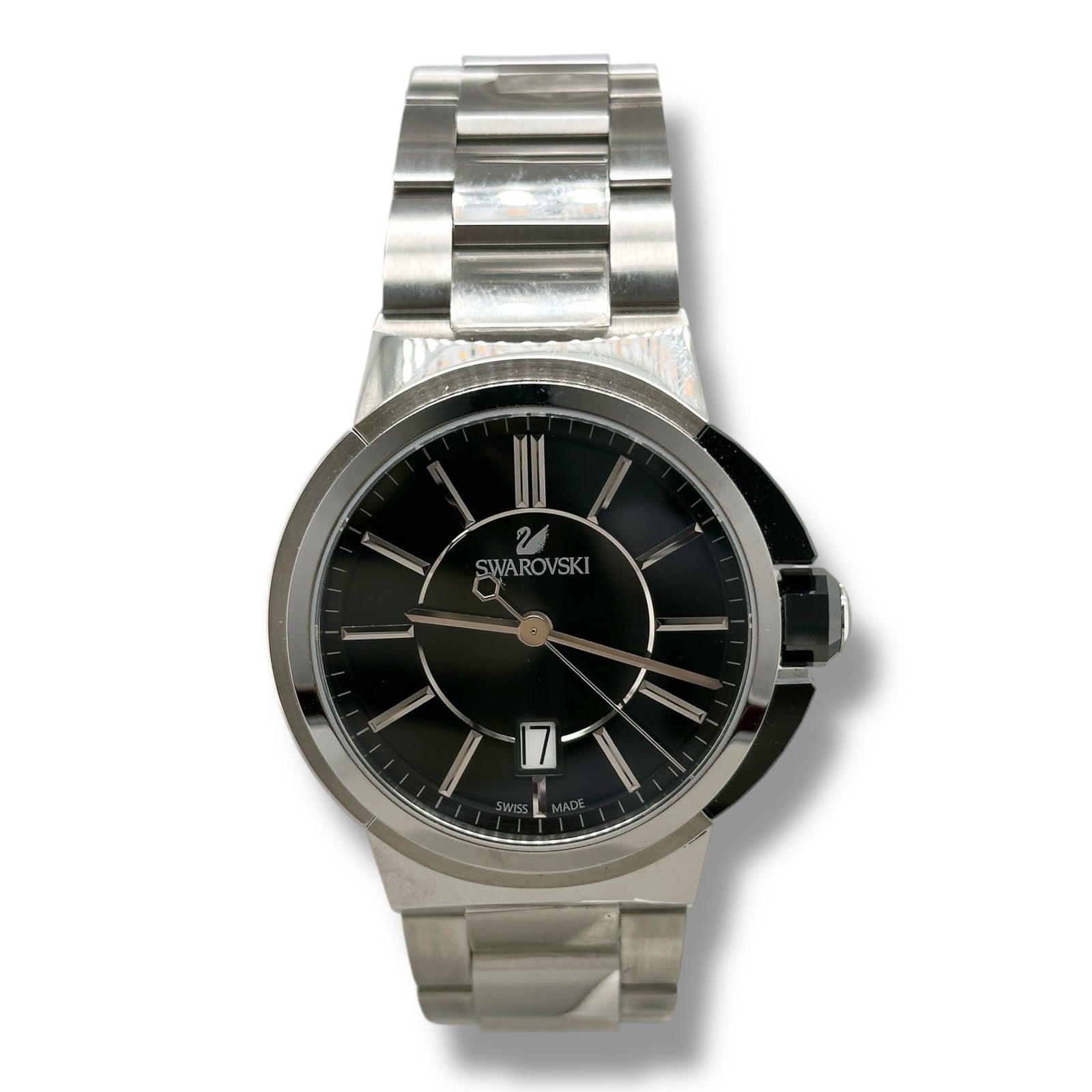 Men's Swarovski Piazza Grande Black Stainless Steel Quartz Watch