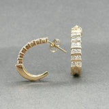 Estate 14K Y Gold 0.85ctw I-J/I1 Diamond J Hoop Earrings