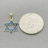 Estate 14K Y Gold Blue Enamel Star of David Pendant