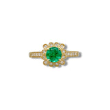 14K Y Gold 0.81ctw Emerald 0.17ctw Diamond H/SI1 Halo Ring
