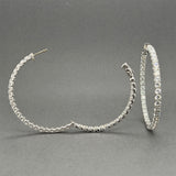 Estate 14K W Gold 8.36ctw H-I/SI2-I1 Diamond In/Out Hoop Earrings