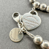 Estate Tiffany & Co. SS Blue Heart Tag Bead Bracelet