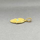 Estate 14K Y Gold Turquoise Greek Cross Medal Pendant