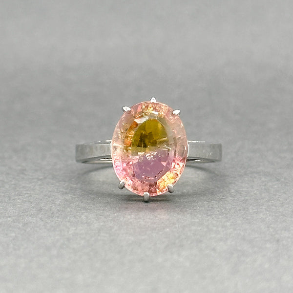 Estate Art Deco 14K W Gold 3.88ct Bicolor Tourmaline Ring