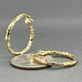 Estate 14K Y Gold 23.67mm Faceted Hoop Earrings