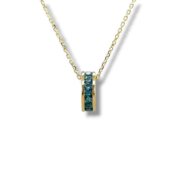14K Y Gold 0.39ctw Blue Tourmaline Rondell Pendant