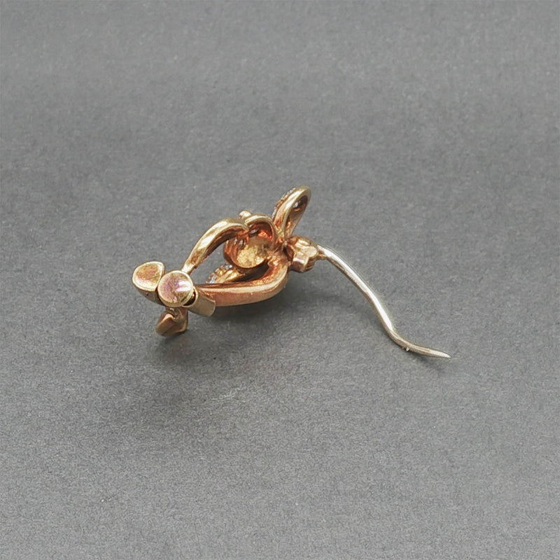 Estate 18K Y Gold 0.26ct Ruby & 0.30ctw Diamond Flower Brooch