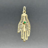 Estate 14K Y Gold 0.03ct Emerald Hamsa Pendant