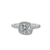 14K W Gold 0.50ctw G/SI1 Halo Diamond Engagement Ring Mounting