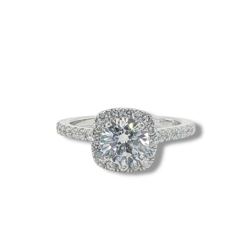 14K W Gold 0.50ctw G/SI1 Halo Diamond Engagement Ring Mounting