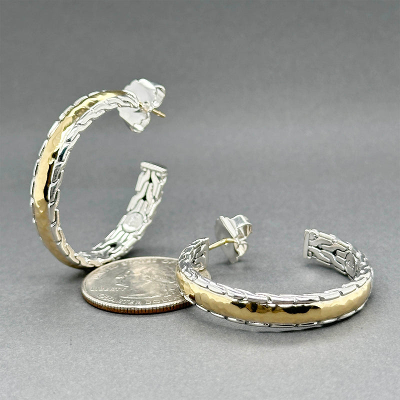 Estate John Hardy SS 22 Palu Classic Chain Hoop Earrings