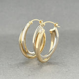 Estate 14K TT Gold Crossover Oval Hoop Earrings