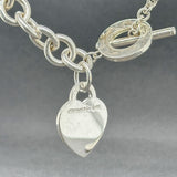 Estate Tiffany & Co. SS 0.02ct Diamond Heart Toggle Necklace