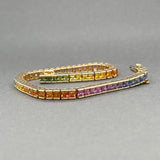 Estate 14K Y Gold 6.93ctw Multicolor Sapphire Bracelet