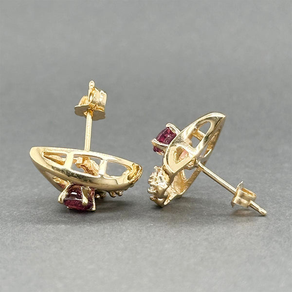 Estate 14K Y Gold 0.86ctw Sapphire & 0.16ctw Diamond Stud Earrings