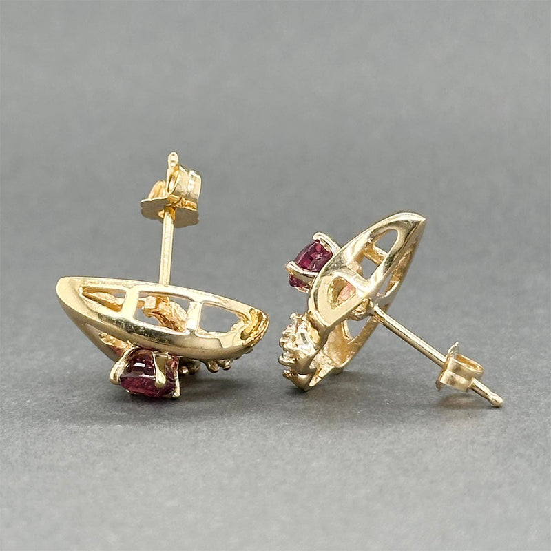 Estate 14K Y Gold 0.86ctw Sapphire & 0.16ctw Diamond Stud Earrings