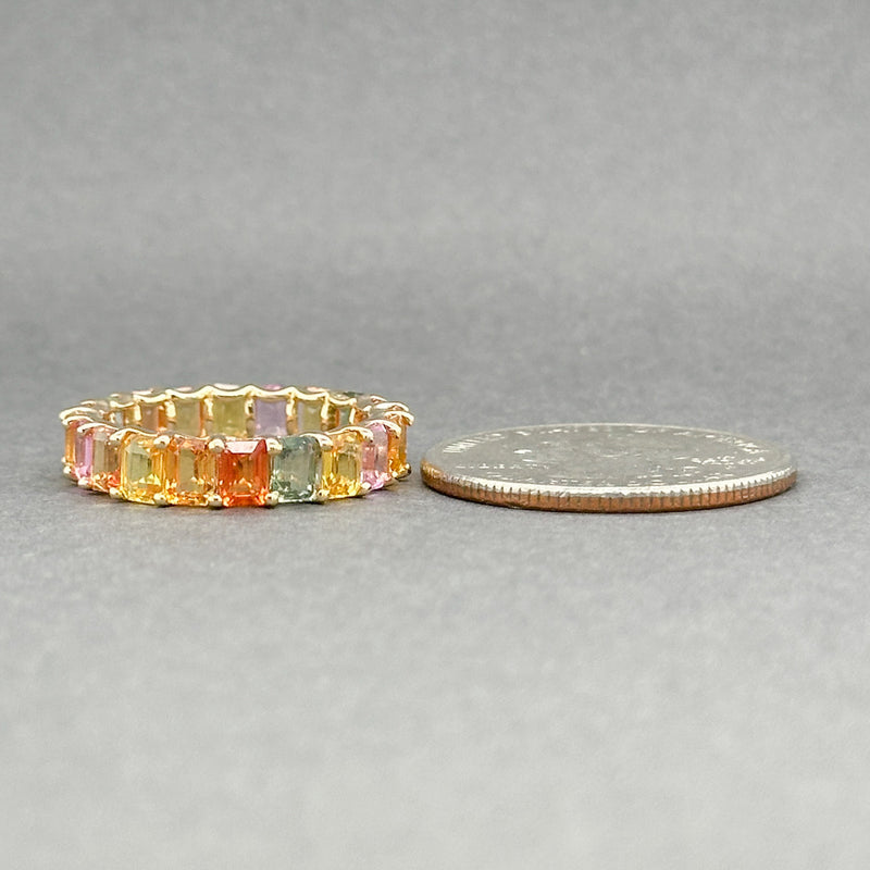 Estate 14K Y Gold 5.55ctw Multicolor Sapphire Eternity Ring