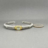 Estate Judith Ripka SS 18 Citrine & Diamond Cuff Bracelet