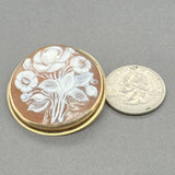Estate 14K Y Gold Floral Cameo Pin/Pendant
