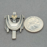 Estate SS 14 Heart Draped Cross Pendant