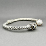Estate SS 18 Mabe Pearl Flower Cuff Bracelet
