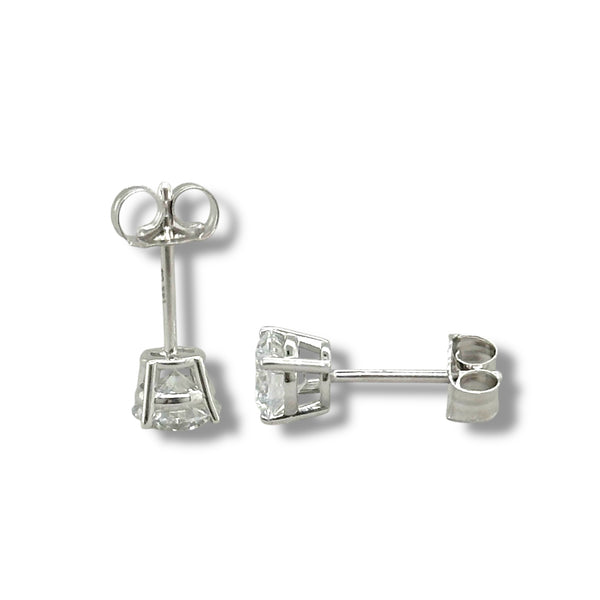 14K W Gold 1.00ctw F/VS1 Lab-Created Diamond Basket Set Earrings